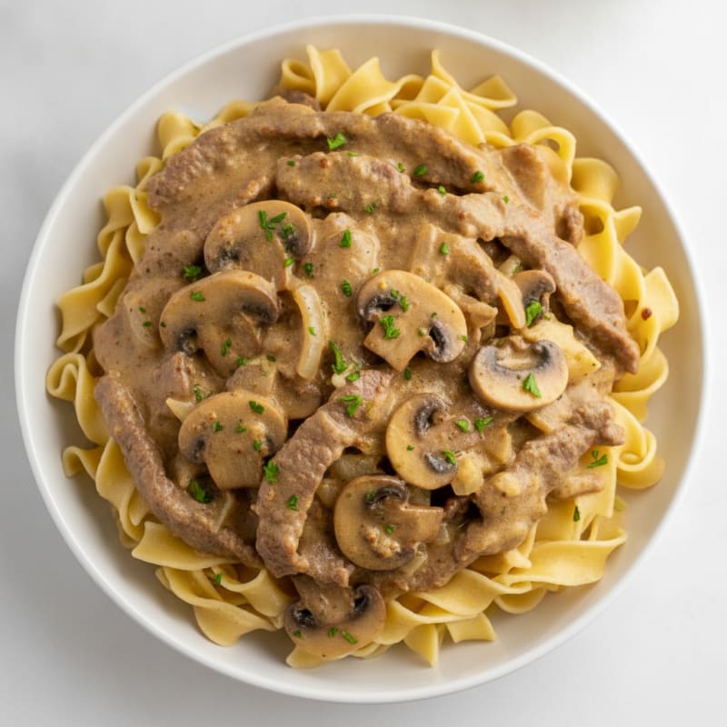 Classic Beef Stroganoff with Egg Noodles