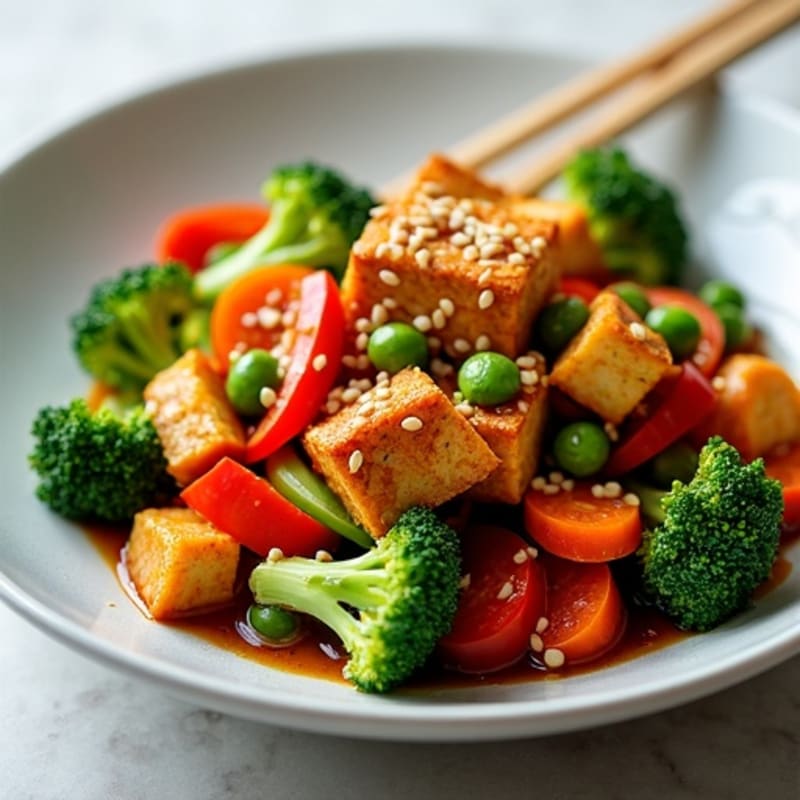 Crispy Sesame Tofu Vegetable Stir-Fry