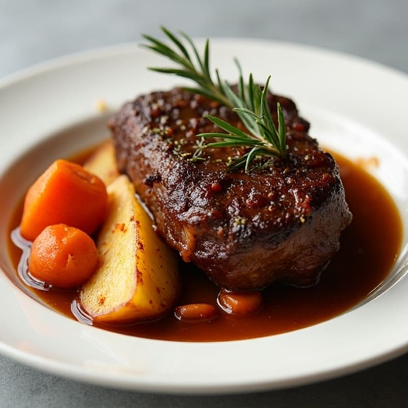 Tender Slow-Braised Short Ribs with Herb-Roasted Root Vegetables