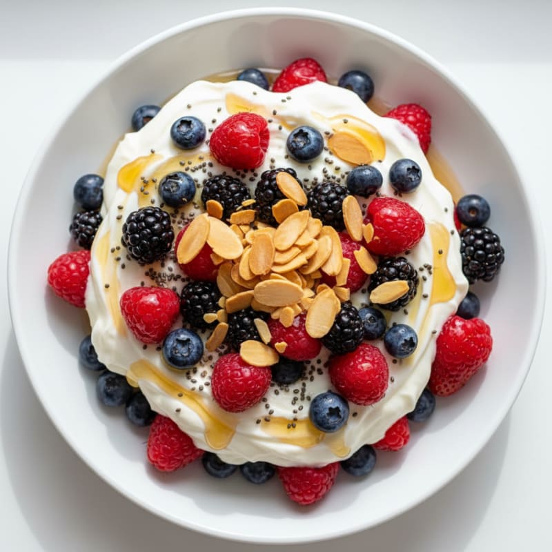 Greek Yogurt Protein Parfait with Mixed Berries