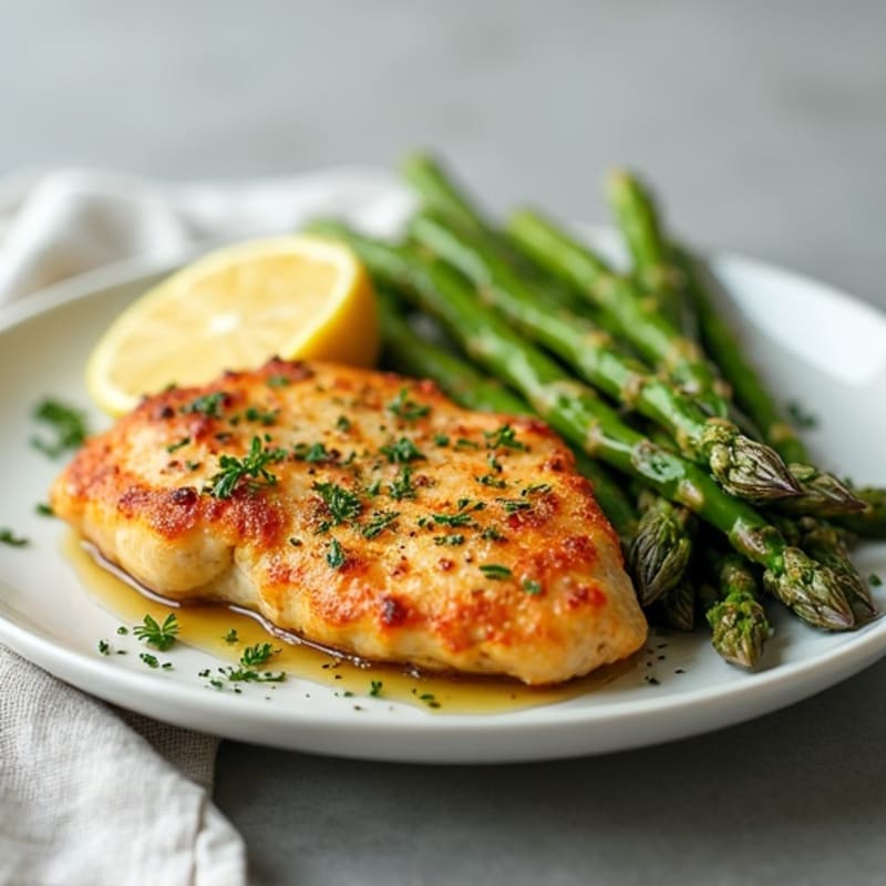 Crispy Lemon-Herb Chicken with Roasted Asparagus
