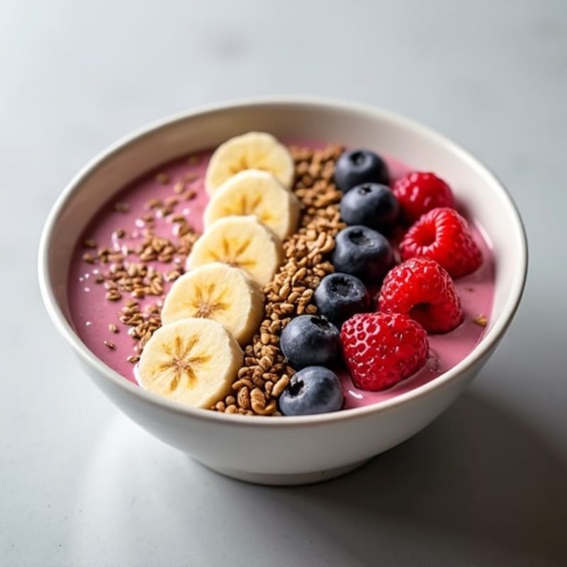 Silky Tofu Protein Smoothie Bowl with Almond Butter and Berries