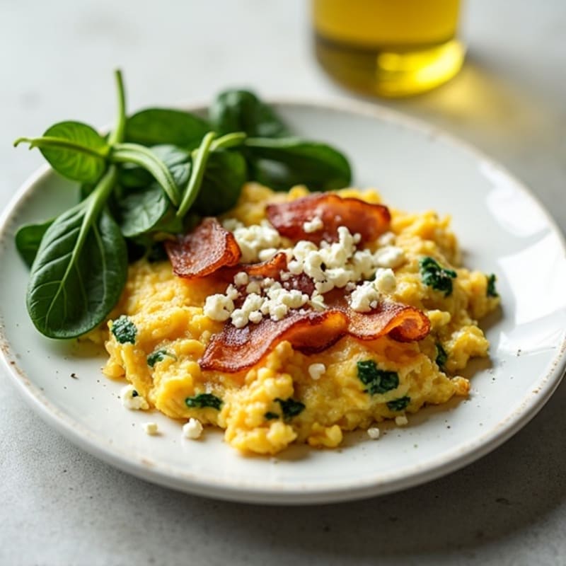 Egg White Scramble with Spinach and Turkey Bacon