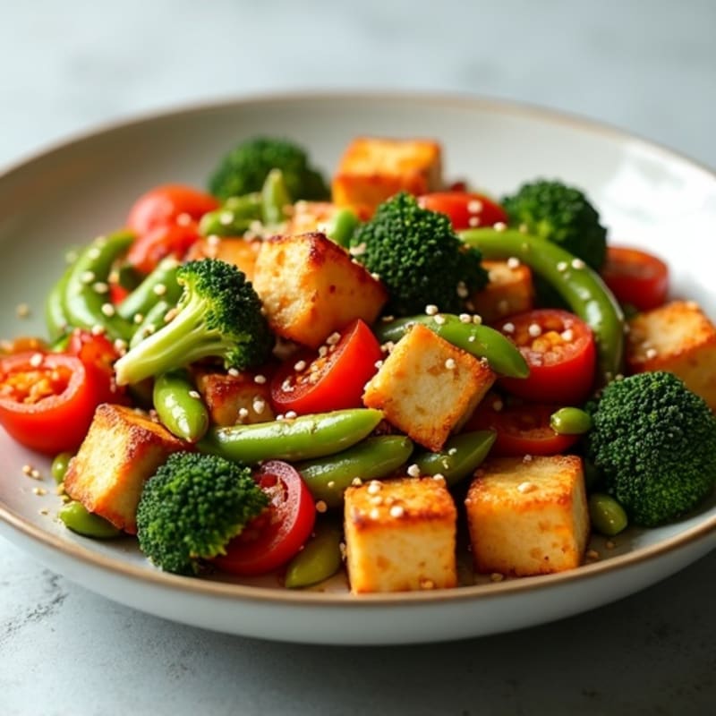 Crispy Sesame Tofu Stir-Fry with Fresh Vegetables