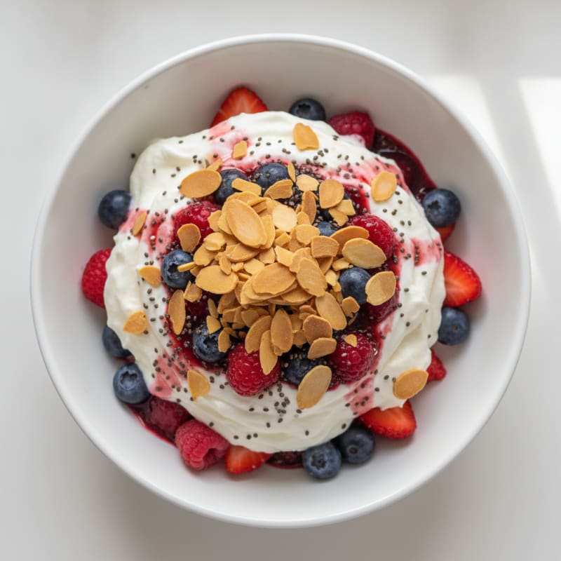 Greek Yogurt Protein Mousse with Mixed Berries