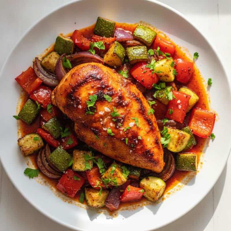 Spicy Harissa Chicken with Roasted Vegetables