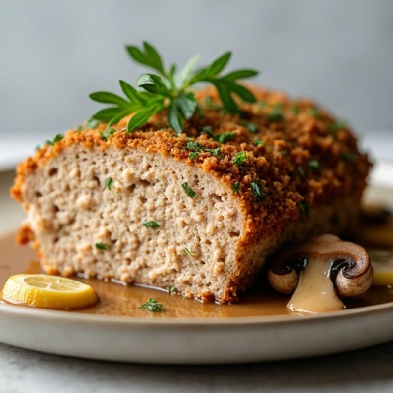 Herb-Crusted Turkey Meatloaf with Mushroom Gravy