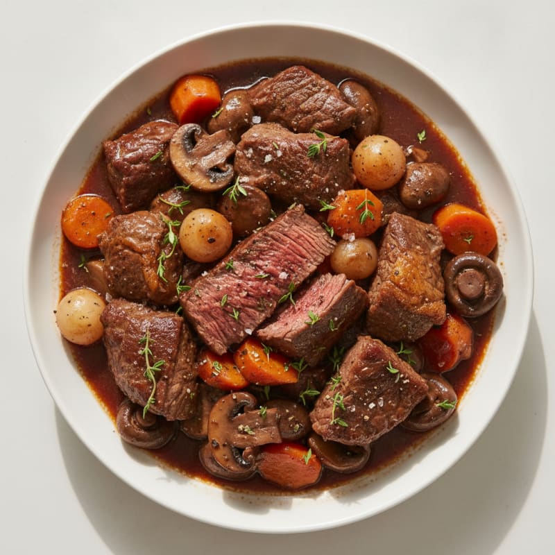Red Wine Braised Beef with Mushrooms