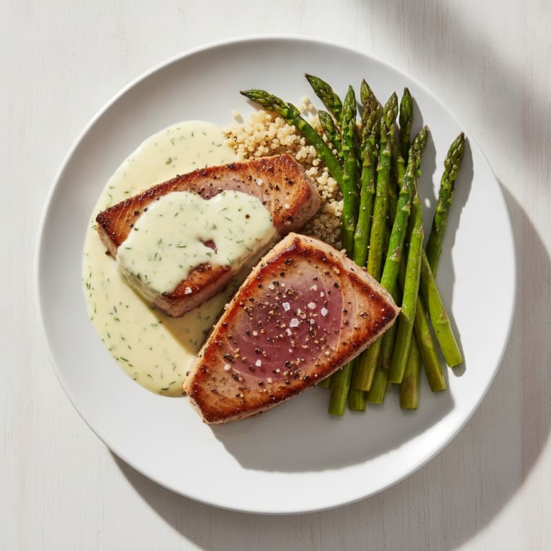 Pan-Seared Tuna with Lemon-Dill Sauce