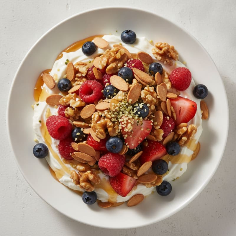 Creamy Greek Yogurt Bowl with Toasted Almonds and Fresh Berries