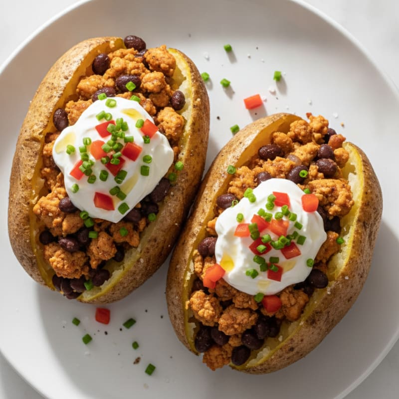 Hearty Loaded Baked Potatoes with Savory Toppings
