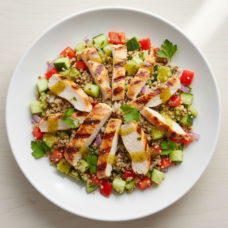 Grilled Chicken and Quinoa Salad with Crunchy Vegetables