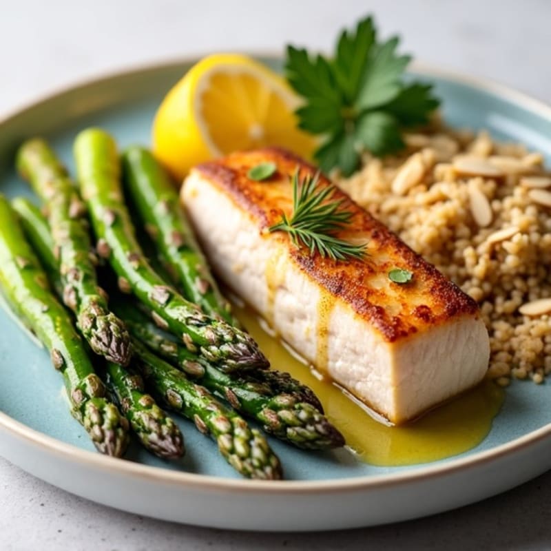 Lemon-Herb Crispy Pan-Seared Tuna with Roasted Asparagus