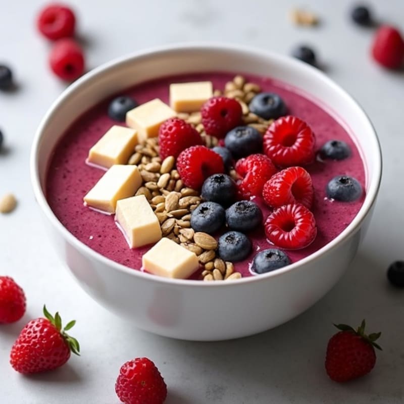 Silky Tofu Protein Smoothie Bowl with Pumpkin Seeds and Berries