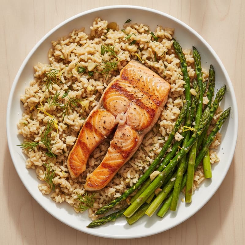 Pan-Seared Salmon with Lemon-Dill Rice