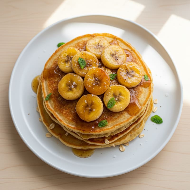 Golden Caramelized Banana Pancakes