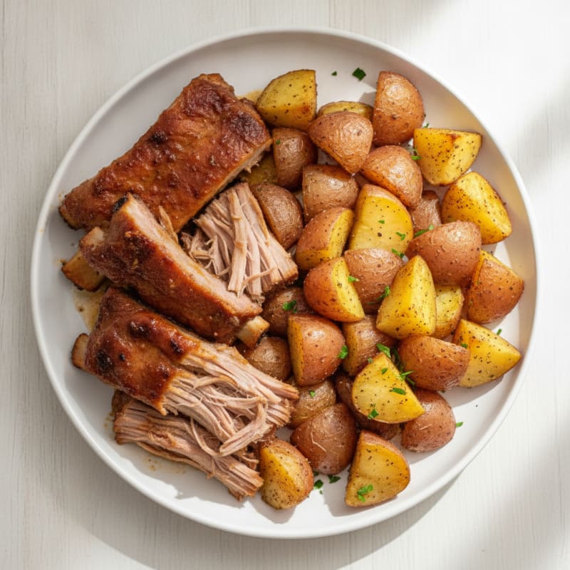 Slow-Cooked Country Ribs with Roasted Red Potatoes