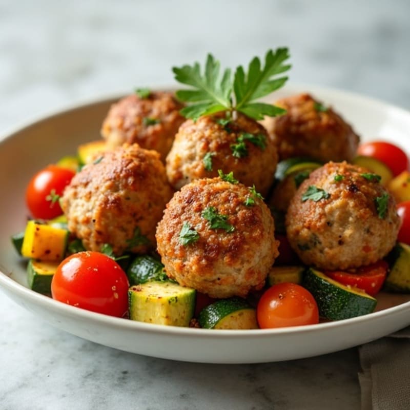 Herb-Seasoned Turkey Meatballs with Roasted Vegetables