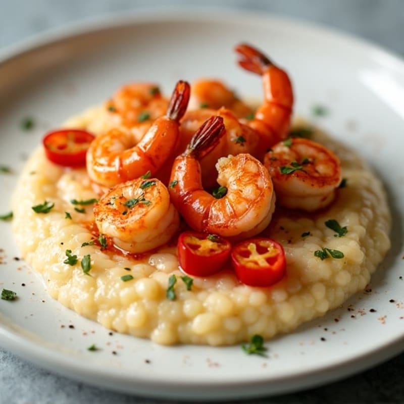 Spicy Pan-Seared Shrimp with Creamy Grits