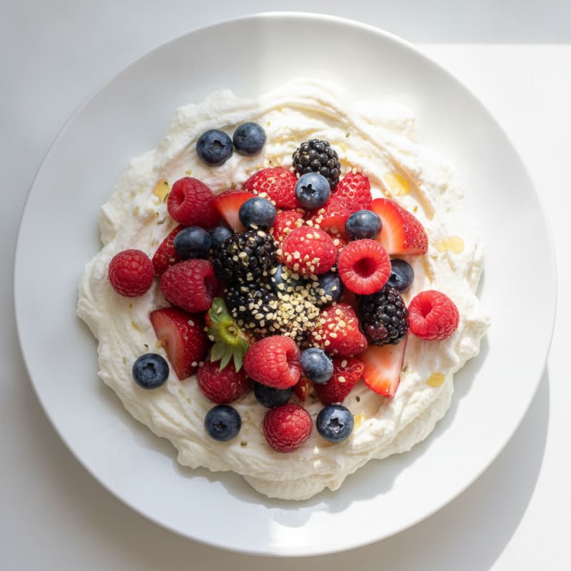 Greek Yogurt Protein Mousse with Mixed Berries