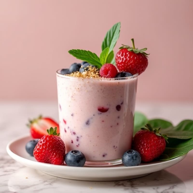 Silky Tofu Protein Smoothie with Spinach and Berries