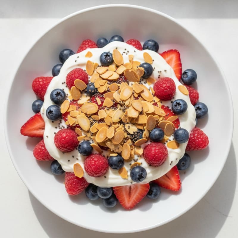 Greek Yogurt Protein Parfait with Berries and Almonds