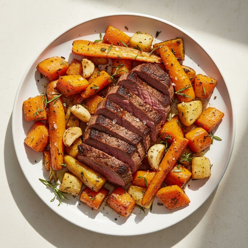 Tender Pan-Seared Venison with Roasted Root Vegetables