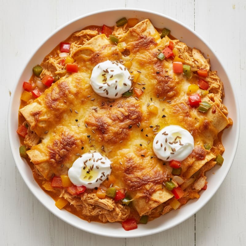 Creamy Chicken Enchilada Bake