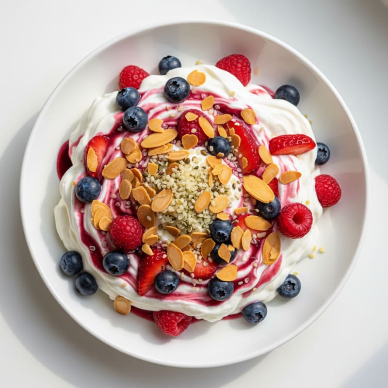 Greek Yogurt Protein Mousse with Mixed Berries