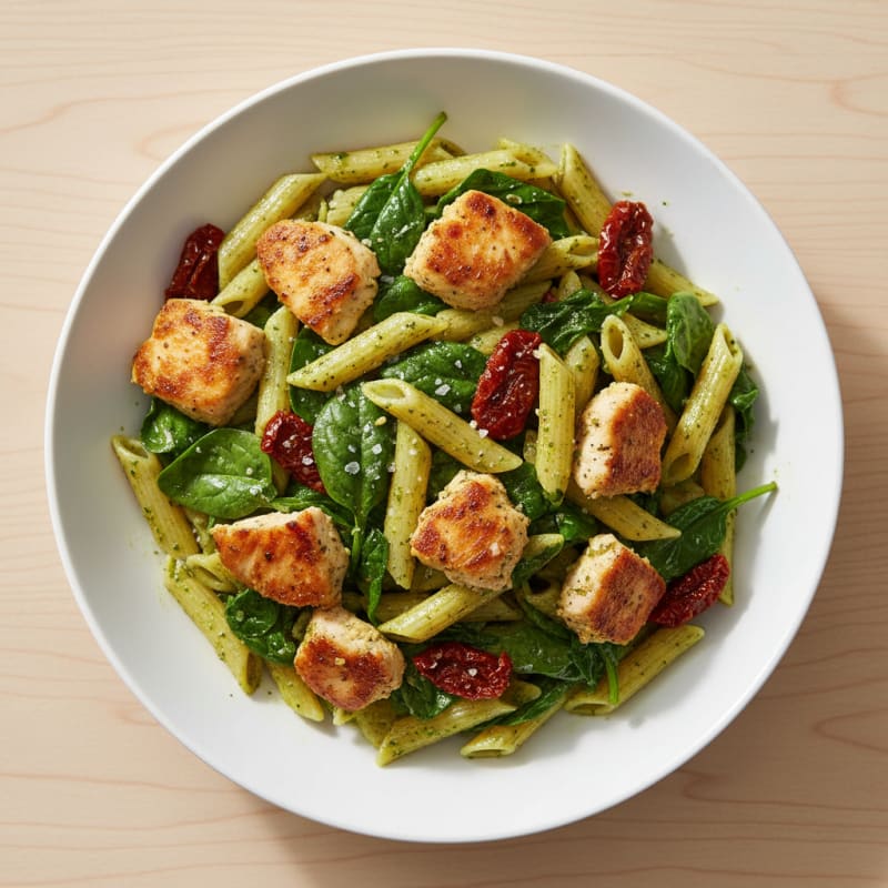 Pesto Chicken Pasta with Sun-Dried Tomatoes