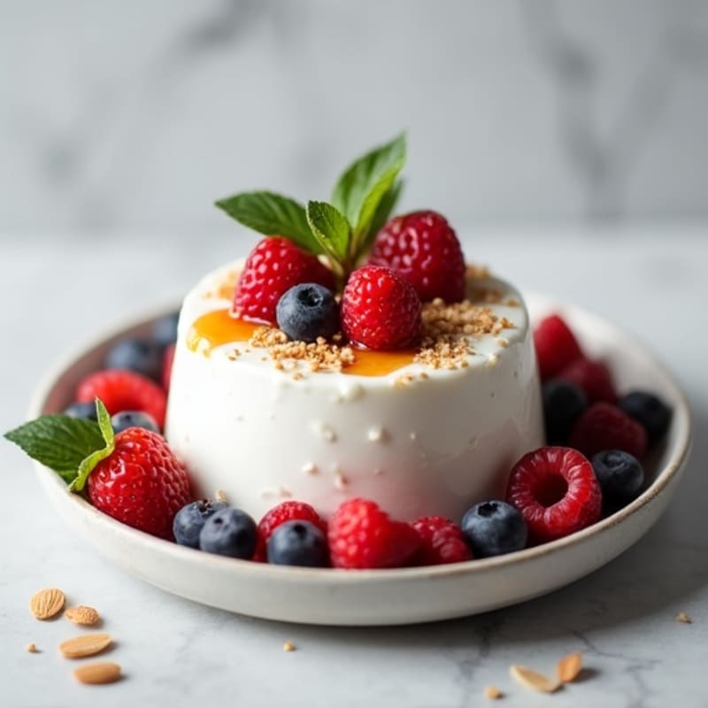 Greek Yogurt Protein Mousse with Mixed Berries
