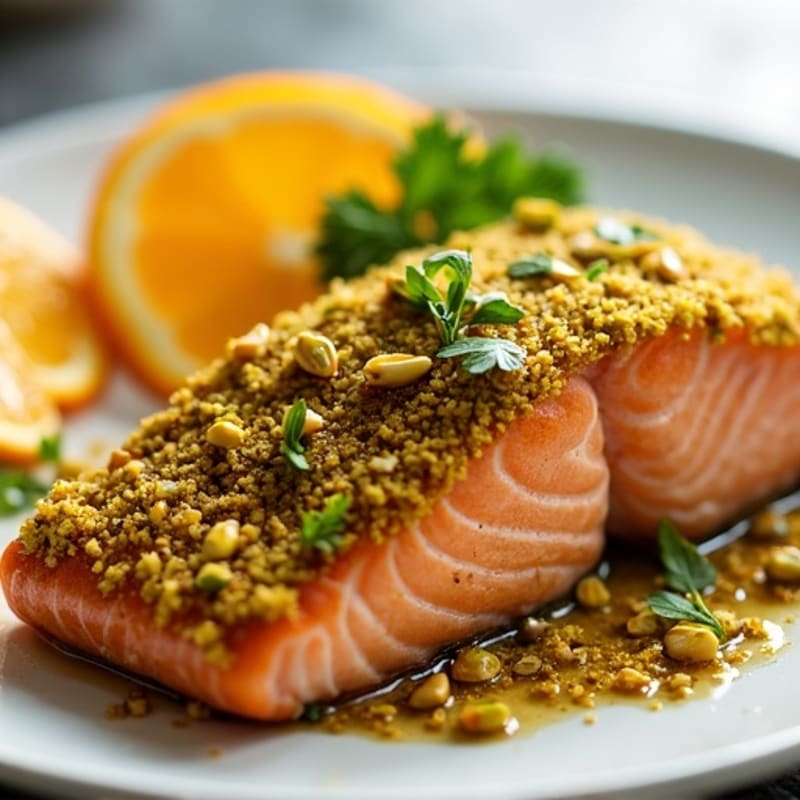 Crispy Pistachio-Crusted Salmon with Citrus-Ginger Glaze