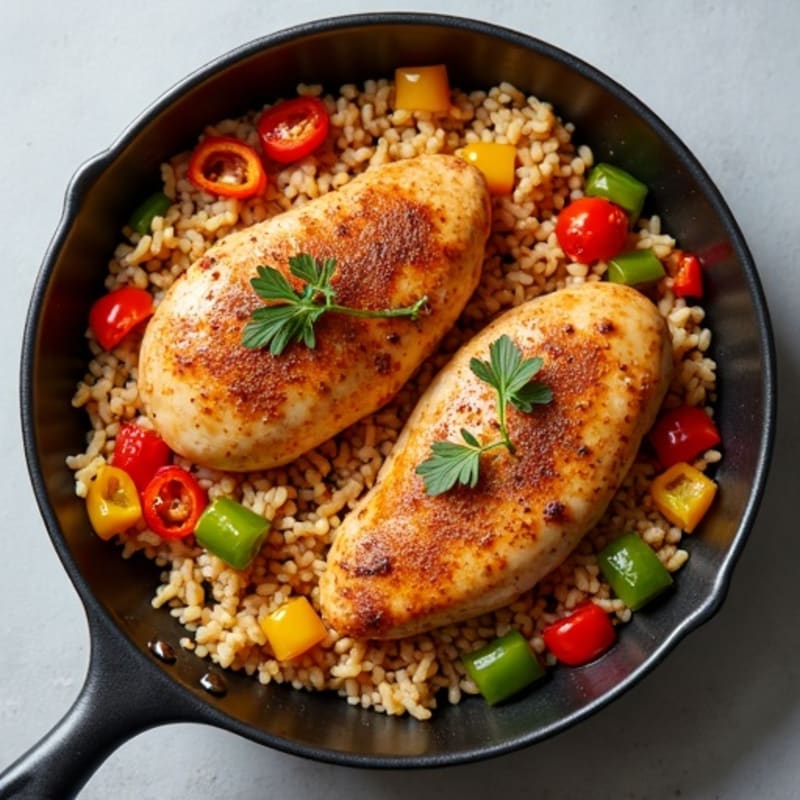 One-Pan Savory Spiced Chicken and Rice with Bell Peppers