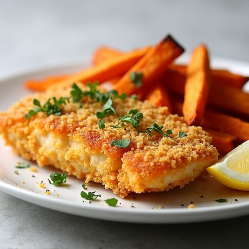 Crispy Baked Cod with Roasted Sweet Potato Fries