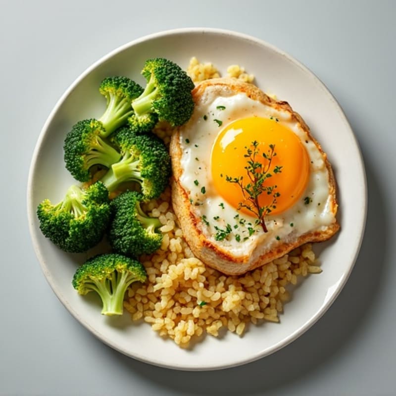 Egg White and Chicken Scramble with Sautéed Broccoli