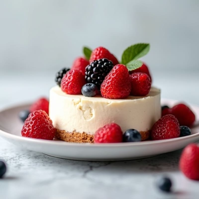 Greek Yogurt Protein Cheesecake with Fresh Berries