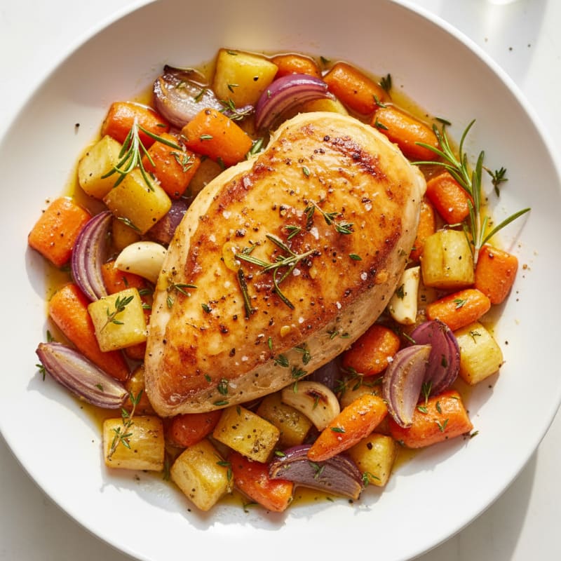 Garlic Herb Roasted Chicken with Root Vegetables