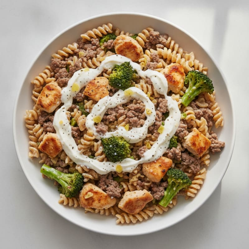 Chicken and Minced Beef Pasta Bowl