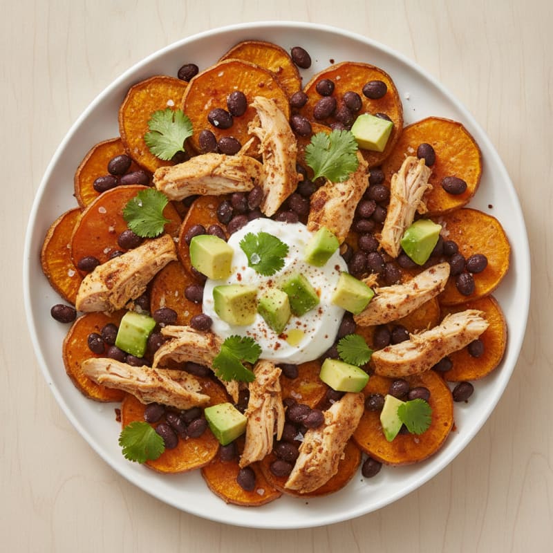 Sweet Potato Nachos with Black Beans