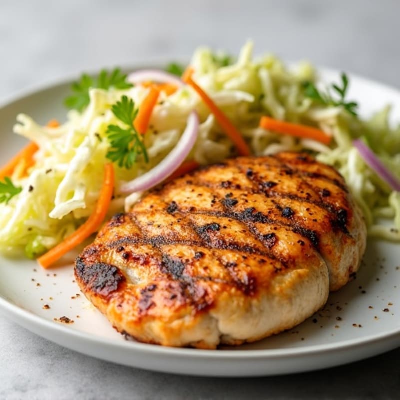 Grilled Chicken Breast with Crunchy Cabbage Slaw