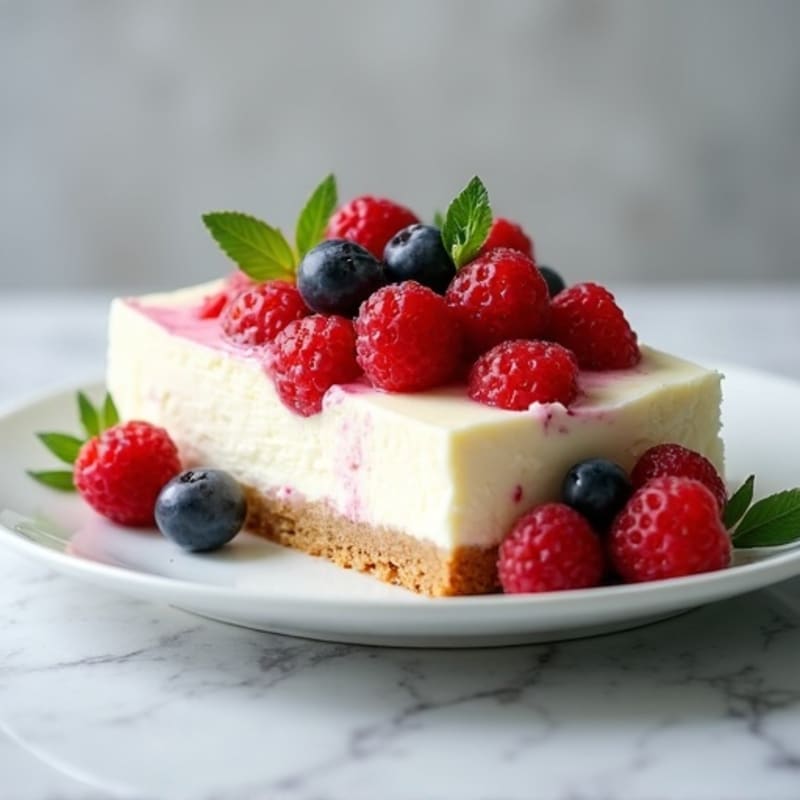 Greek Yogurt Protein Cheesecake with Fresh Berries