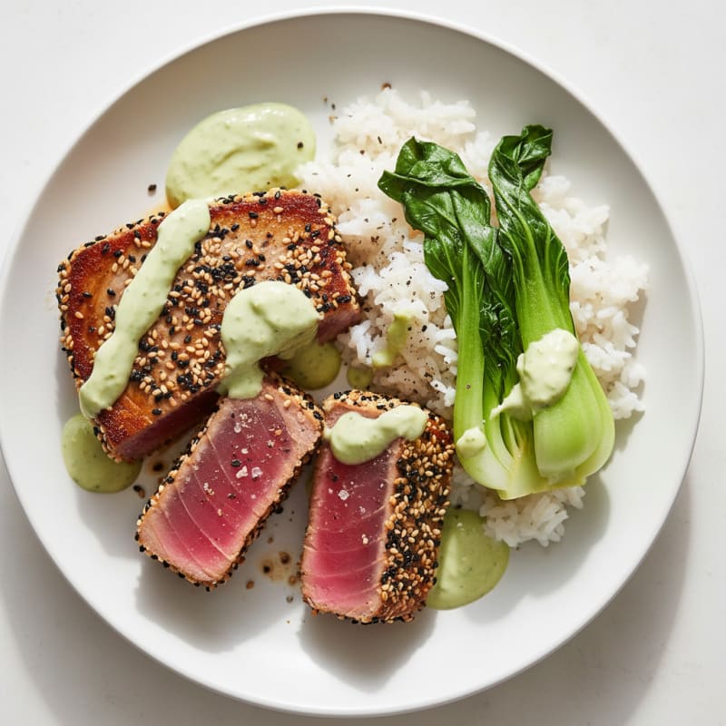 Pan-Seared Ahi Tuna with Zesty Wasabi Mayo