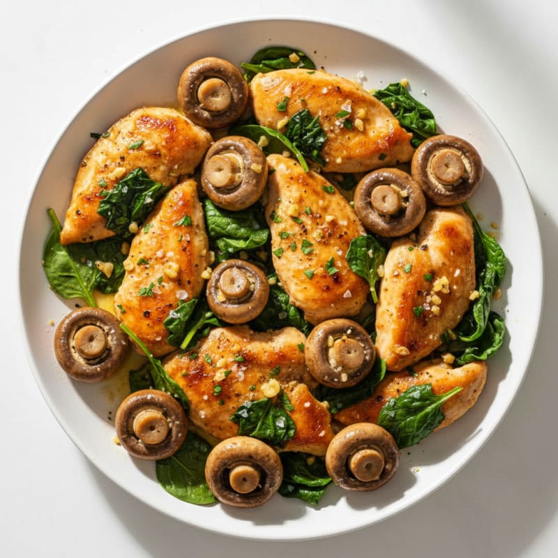 Golden Garlic Butter Roasted Mushrooms and Chicken