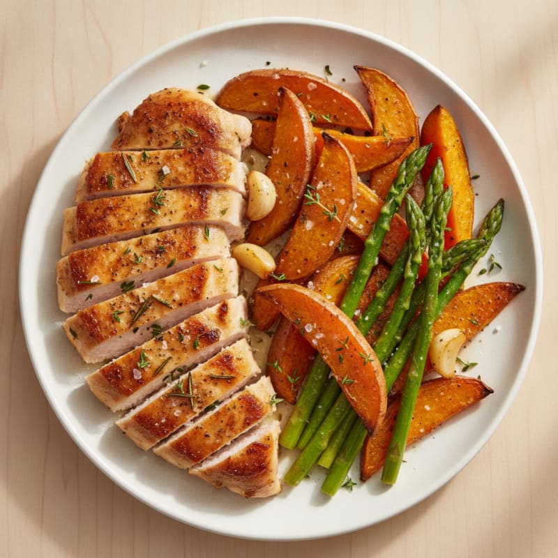 Pan-Seared Herb Chicken with Roasted Sweet Potato
