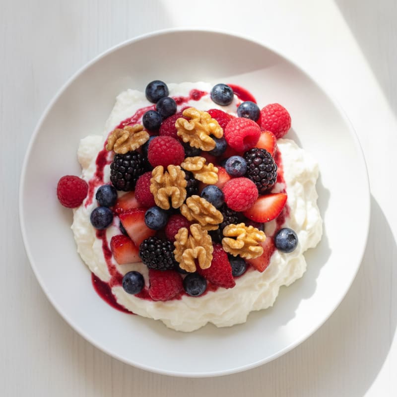 Creamy Greek Yogurt Protein Pudding with Mixed Berries