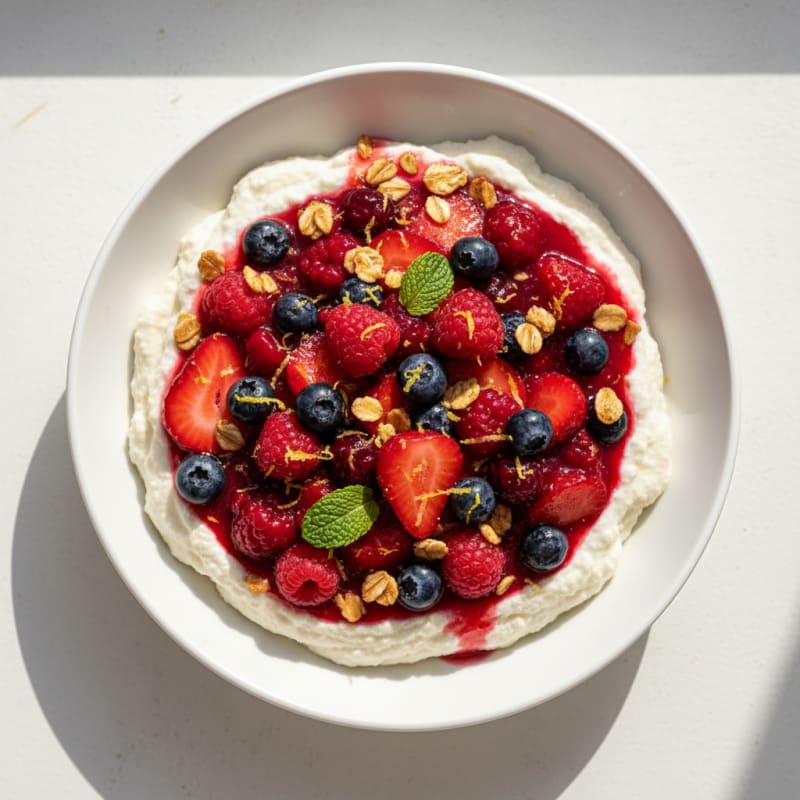 Creamy Ricotta Protein Mousse with Mixed Berries