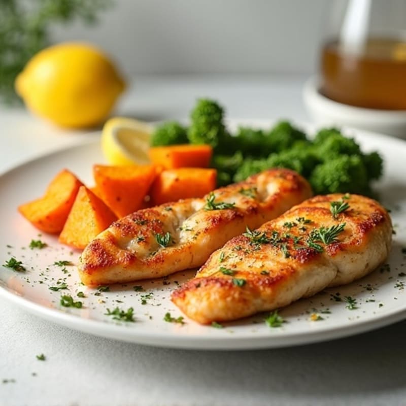 Crispy Lemon-Herb Chicken with Roasted Sweet Potatoes