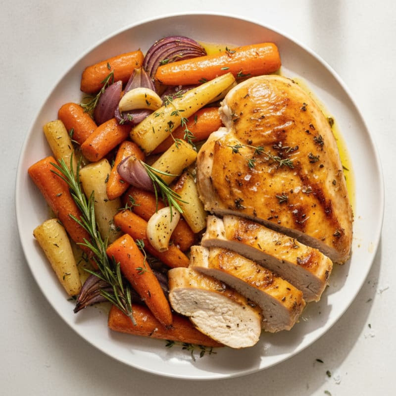 Garlic Herb Roasted Chicken with Root Vegetables