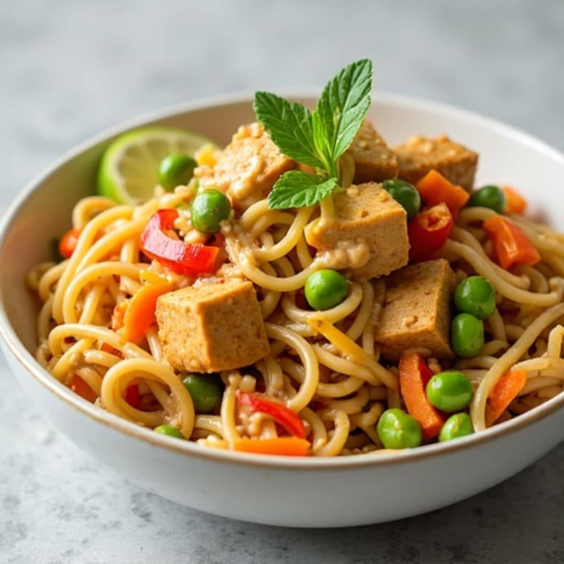 Creamy Vegan Peanut Noodles with Crunchy Veggies
