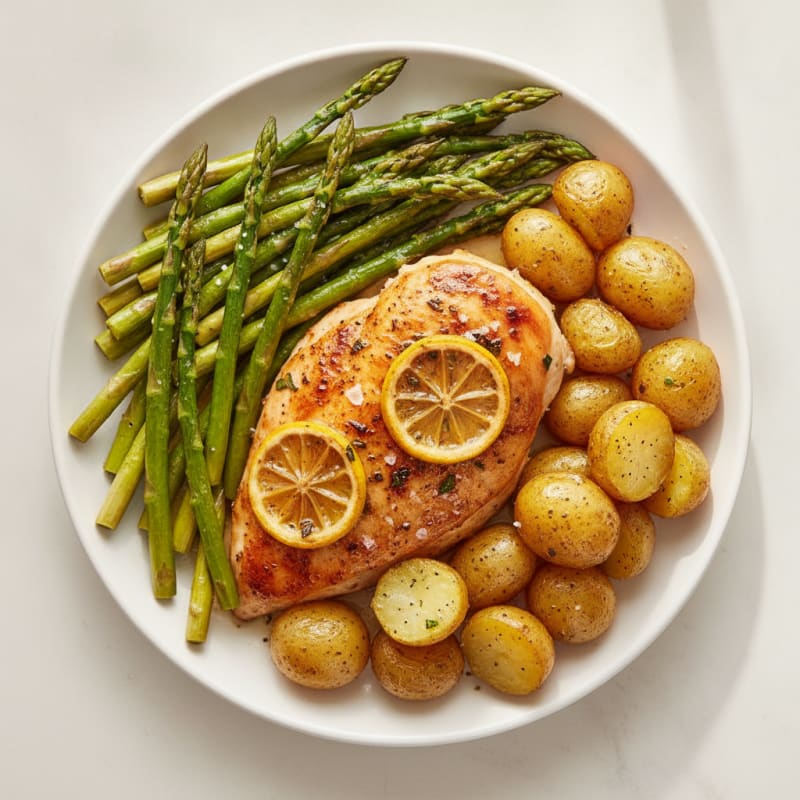 Lemon Herb Roasted Chicken with Asparagus